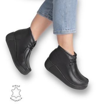 Ghete DAMA din PIELE NATURALA CRL0910 NEGRU - Img 2