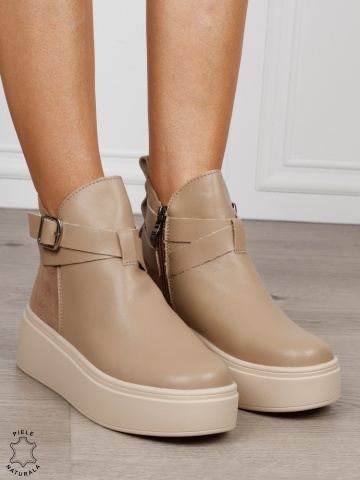 GHETE DAMA din PIELE Naturala cu catarama decorativa CRL1536 KHAKI - Img 2