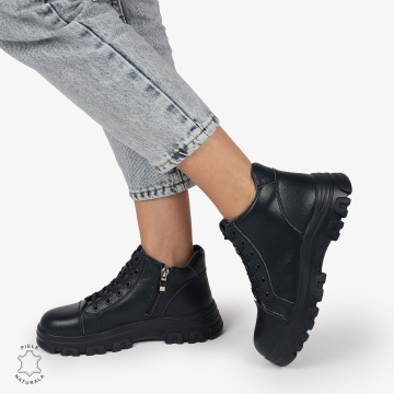 Ghete Dama DIN Piele Naturala CU TALPA ADERENTA CRL1299 BLEUMARIN - Img 3
