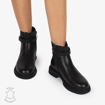 GHETE DAMA PIELE NATURALA Inchidere fermoar Catarama CRL1254 NEGRU - Img 3