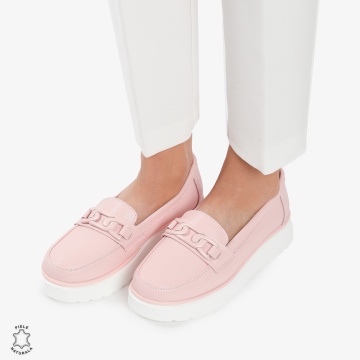 Mocasini dama din piele naturala CRL0787 ROZ - Img 4