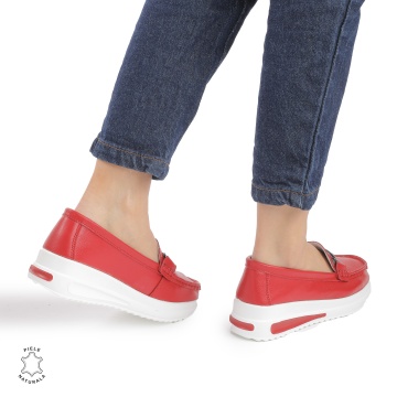 Mocasini DAMA din PIELE Naturala CRL0941 CULOARE: ROSU - Img 3
