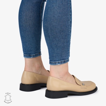 MOCASINI dama din Piele Naturala cu model CRL0994 bej - Img 3