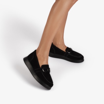 Mocasini dama din Piele Naturala Intoarsa CRL0840 NEGRU - Img 2