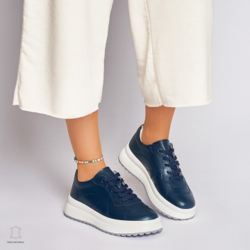 Pantofi casual dama din piele naturala CRL0006 BLEUMARIN - Img 3
