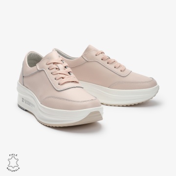 Pantofi casual dama din Piele naturală CRL0058 ROZ - Img 2