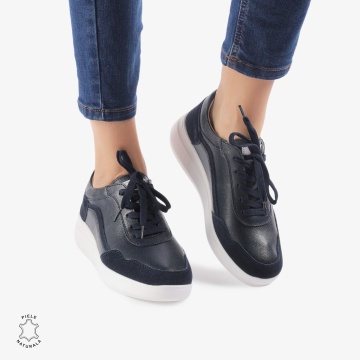 Pantofi Casual dama din Piele Naturala CRL0845 BLEUMARIN - Img 2