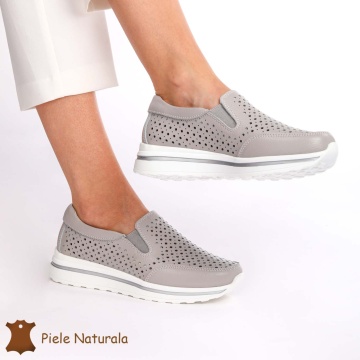 Pantofi Casual dama din Piele naturala CRL0860 GRI - Img 3