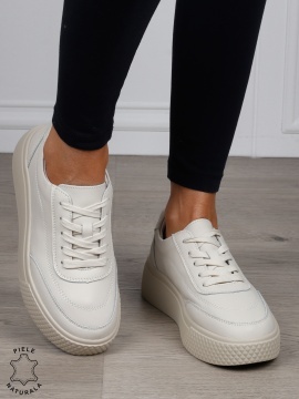 Pantofi Casual dama din Piele Naturala CRL1539 BEJ - Img 2