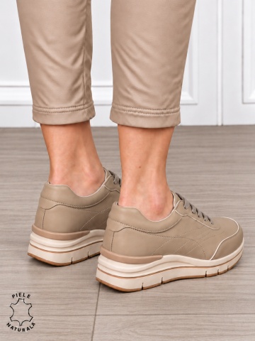 Pantofi casual damă din piele naturală cu design modernl CRL1897 KHAKI - Img 3
