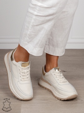 Pantofi Casual DAMA din PIELE Naturala cu model pe talpa CRL1524 BEJ - Img 2