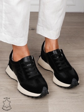 Pantofi Casual dama din Piele Naturala cu model special CRL1551 NEGRU - Img 5