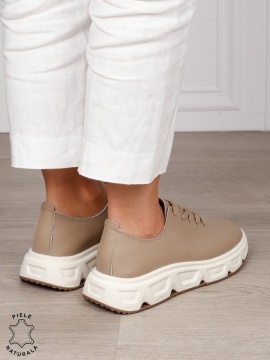 Pantofi Casual dama din Piele Naturala cu talpa speciala CRL1557 KHAKI - Img 3