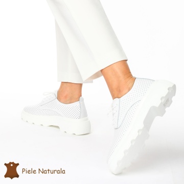 Pantofi Casual Dama Piele naturală CRL0207 ALB