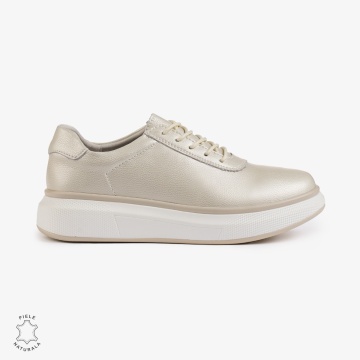 Pantofi Casual Dama Piele Naturala CRL1002 Culoare: BEJ - Img 5