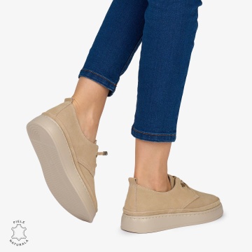 PANTOFI CASUAL Dama Piele Naturala INTOARSA CRL1053 Culoare: BEJ - Img 3