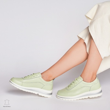Pantofi casual de dama din piele naturala CRL0002 VERDE - Img 4