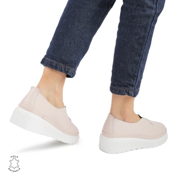 Pantofi Casual de dama din Piele Naturala CRL0918 ROZ - Img 3