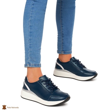 Pantofi casual de dama din piele naturala cu talpa plata CRL0019 - Img 2