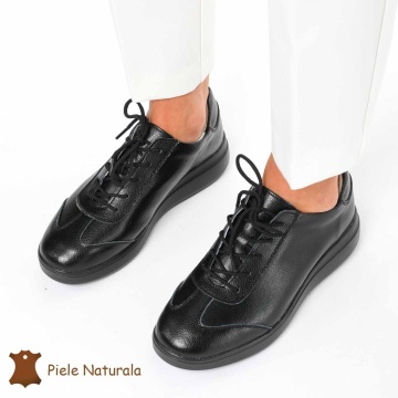 Pantofi casual elegante de dama din piele naturala CRL0221 NEGRU - Img 2