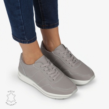 PANTOFI CASUAL Piele Naturala CU INCHIDERE SIRET SI MODEL PE TALPA CRL1303 GRI