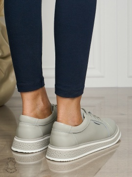 Pantofi casual piele naturala CU TALPA GROASA CRL1513 Gri - Img 3