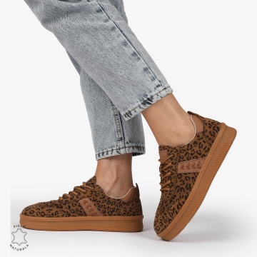 Pantofi CASUAL PIELE NATURALA INTOARSA CU IMPRIMEU LEOPARD CRL1295 LEOPARD - Img 4