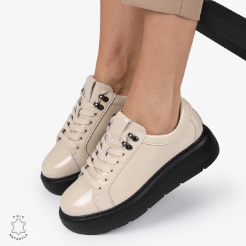 Pantofi CASUAL PIELE NATURALA LACUITA CRL1294 BEJ