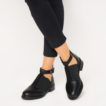 Pantofi cu toc de dama din piele Ecologica CRL0164 NEGRU - Img 1