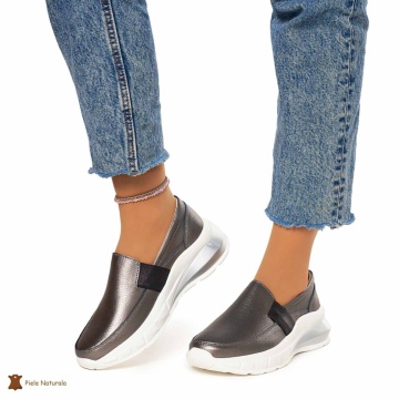 Pantofi Dama Piele Naturala din calitate inalta CRL0083 PEWTER - Img 3