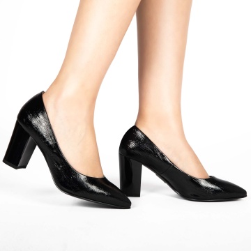 Pantofi Eleganți dama din Piele Ecologică CRL0133 NEGRU - Img 4