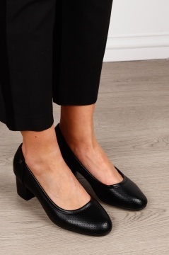 Pantofi Eleganti dama din piele Ecologica cu brant din piele naturala CRL1585 Negru