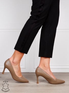 Pantofi Eleganti dama din piele naturala model clasic CRL1575 KHAKI - Img 3