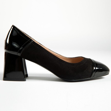 Pantofi Eleganti de dama din Piele Ecologica Intoarsa CRL0175 Negri - Img 1