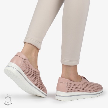 Pantofi Perforati Dama Piele naturală CRL0104 ROZ - Img 3