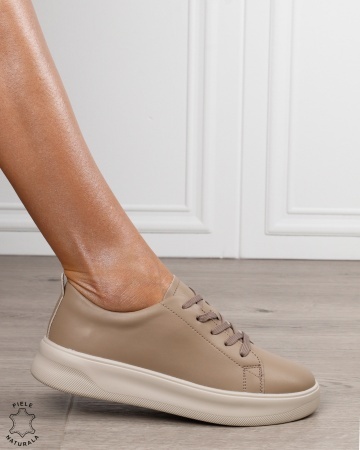 Pantofi sport damă din piele naturală cu design clasic CRL1866 KHAKI - Img 2
