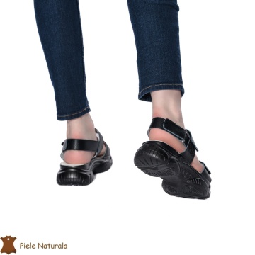 Sandale Dama din Piele naturală cu Platforma CRL0125 NEGRU - Img 3