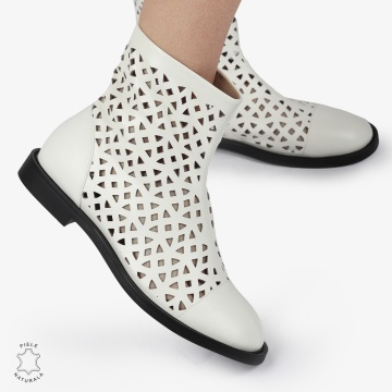 SANDALE dama din Piele Naturala ELEGANTE CU DESIGN UNIC CRL1369 ALB - Img 3
