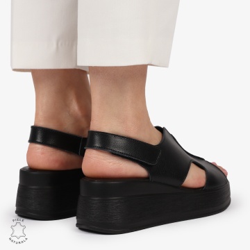 Sandale DAMA SPORT DIN PIELE NATURALA CU INCHIDERE SCAI CRL1410 NEGRU - Img 4