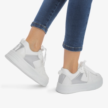SNEAKERS DAMA din PIELE ECOLOGICA CRL0888 CULOARE:ALB - Img 3