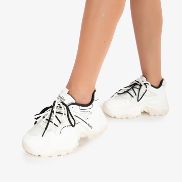 SNEAKERS DAMA din PIELE ECOLOGICA SI PANZA CU DUBLU SIRET CRL0838 - Img 2