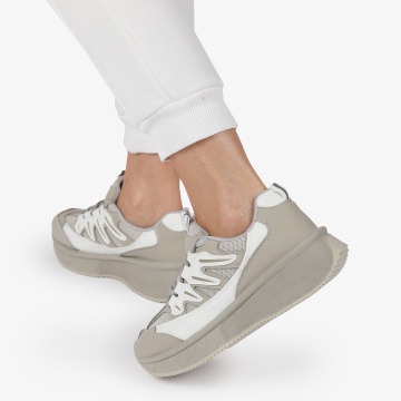 SNEAKERS din PIELE ECOLOGICA SI TEXTIL Multicolor CRL1279 GRI - Img 2