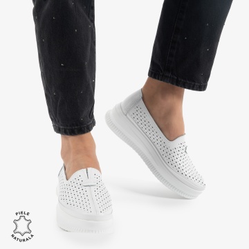 BALERINI dama din Piele Naturala CRL0861 ALB - Img 2