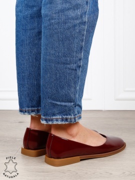 Balerini dama din piele naturala cu talpa usoara si plata CRL1630 BORDO - Img 4