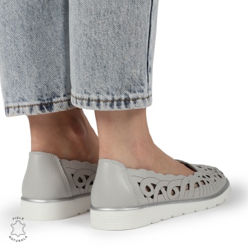 BALERINI dama din Piele naturala PERFORATA SLIP-ON CRL1357 GRI - Img 2