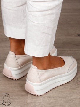 Balerini dama din Piele Naturala slip-on CRL1544 Roz - Img 3