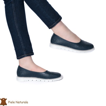 Balerini Dama Piele naturală CRL0030 BLEUMARIN - Img 2
