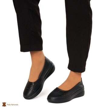 Balerini Dama Piele Naturala Slip-on CRL0076 NEGRU - Img 2