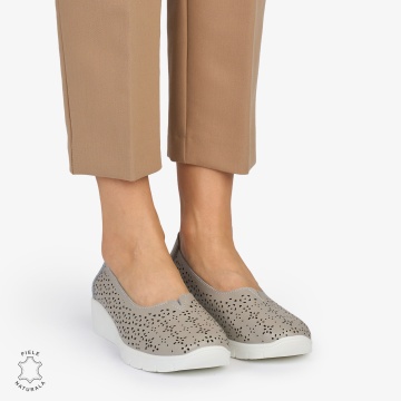 BALERINI din PIELE NATURALA PERFORATA CRL1040 CULOARE: GRI - Img 2