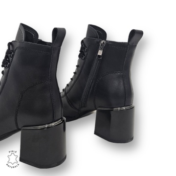 BOTINE DAMA CU TOC GROS din PIELE NATURALA CRL0894 CULOARE:NEGRU - Img 3